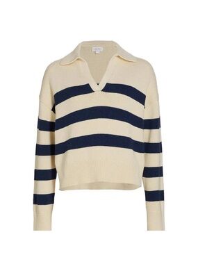 Velvet by Graham & Spencer Lucie Striped Sweater Navy Cream Size XS